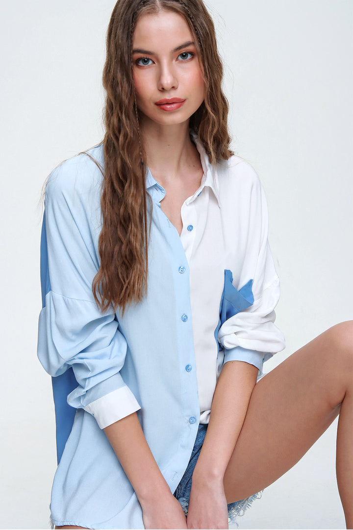 قميص ملون بجيب واحد