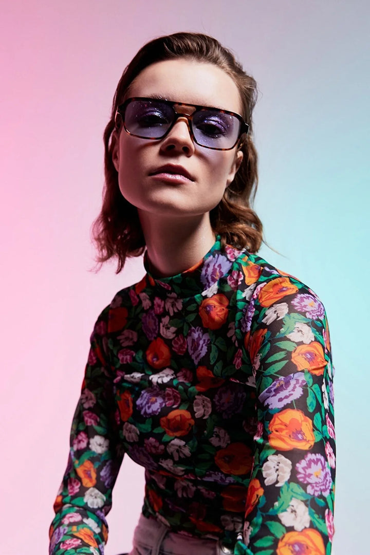 نظارة شمسية مستطيلة الشكل بنقشة جلد النمر للجنسين APSS074701