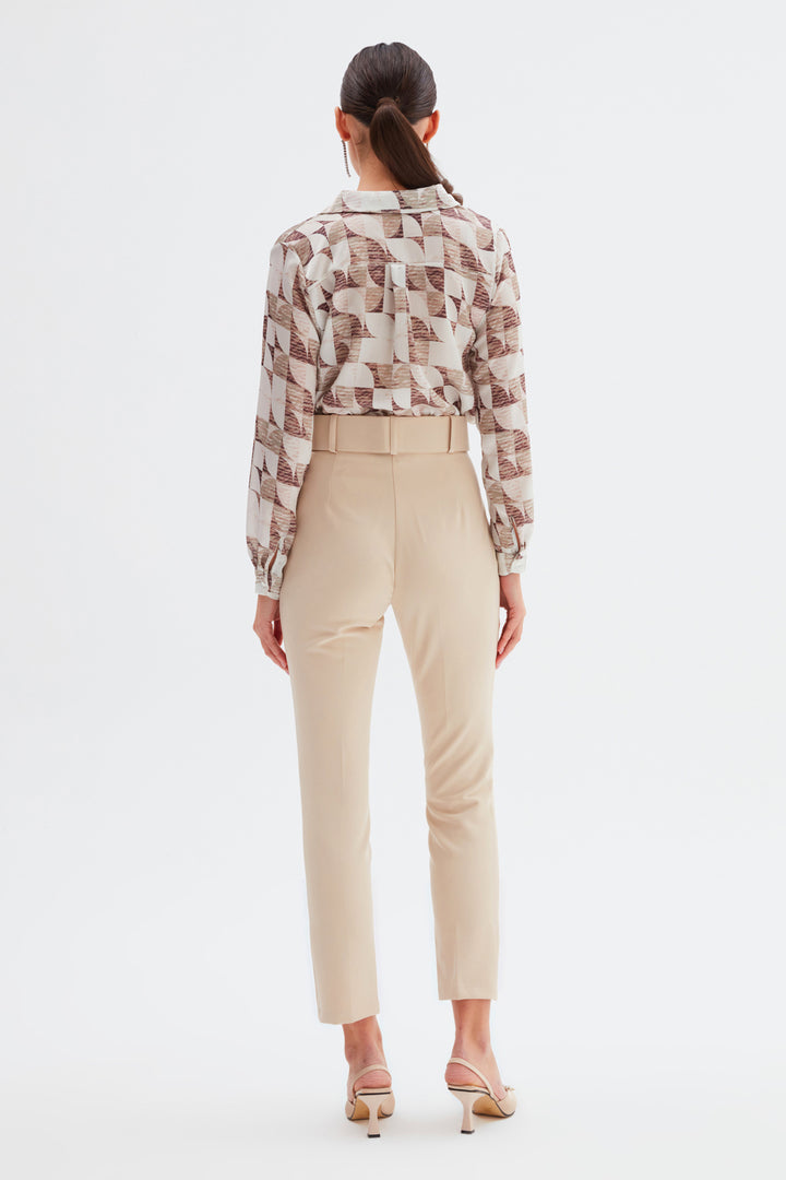 بنطلون حزام بيج