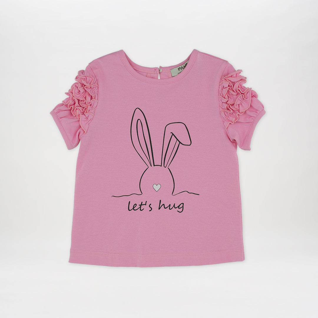 تي شيرت وردي للبنات