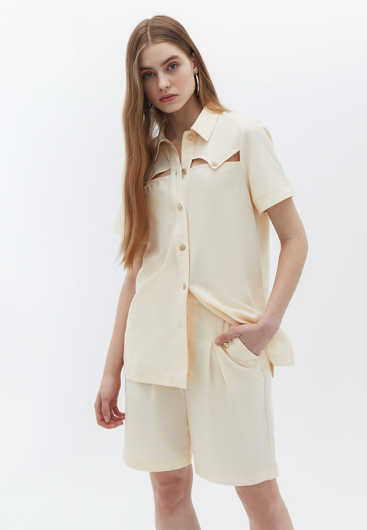 قميص نسائي منسوج بتفاصيل