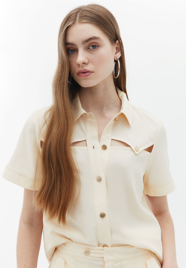 قميص نسائي منسوج بتفاصيل