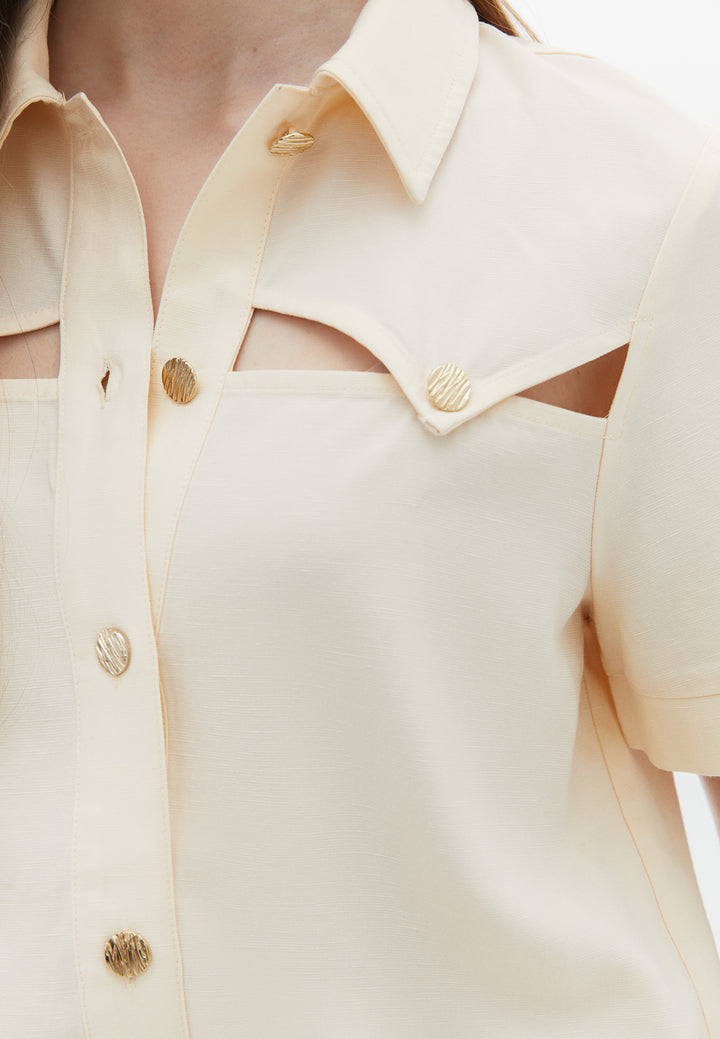 قميص نسائي منسوج بتفاصيل