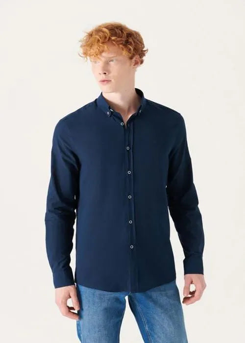 AVVA Chemise Bleu Foncé Homme