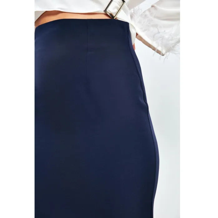 SATEEN Jupe Stylo Détail Boucle - Bleu Marine