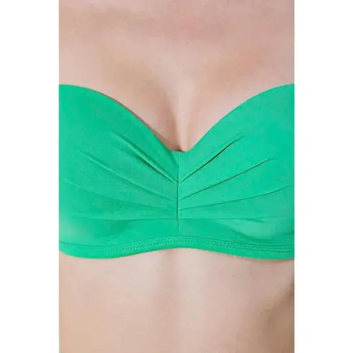 PENTI Femme haut de bikini vert lotus en polyamide et élasthanne, avec détails plissés et design élégant.