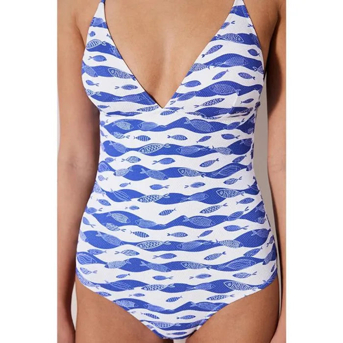 PENTI Maillot Multicolore Texturé Bimba de Poisson Marin