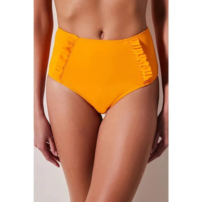 PENTI Femme Bas de Bikini Orange à Volants Hauts