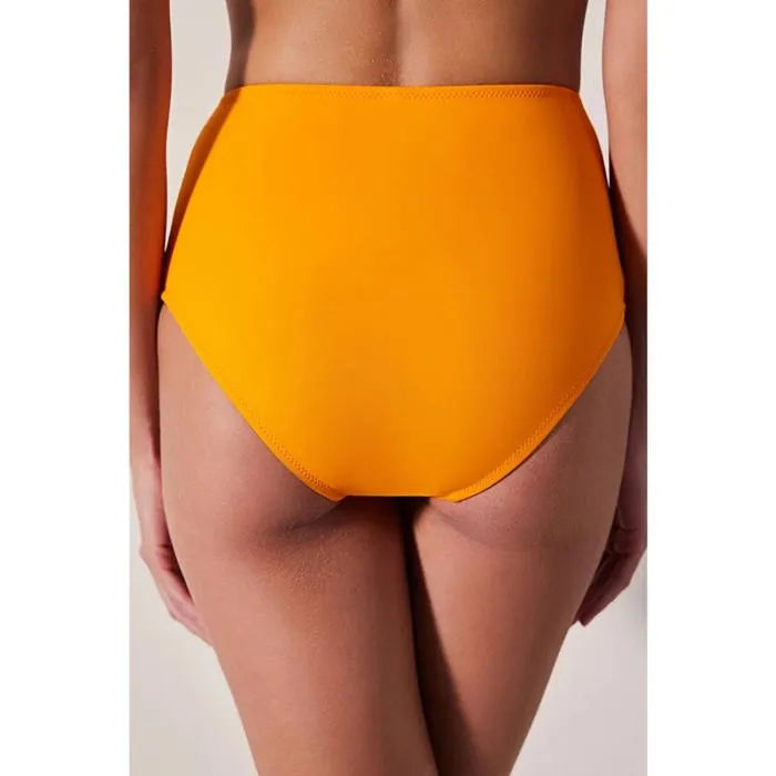 PENTI Femme Bas de Bikini Orange à Volants Hauts