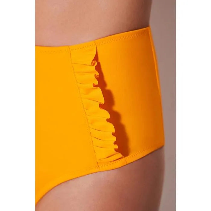PENTI Femme Bas de Bikini Orange à Volants Hauts