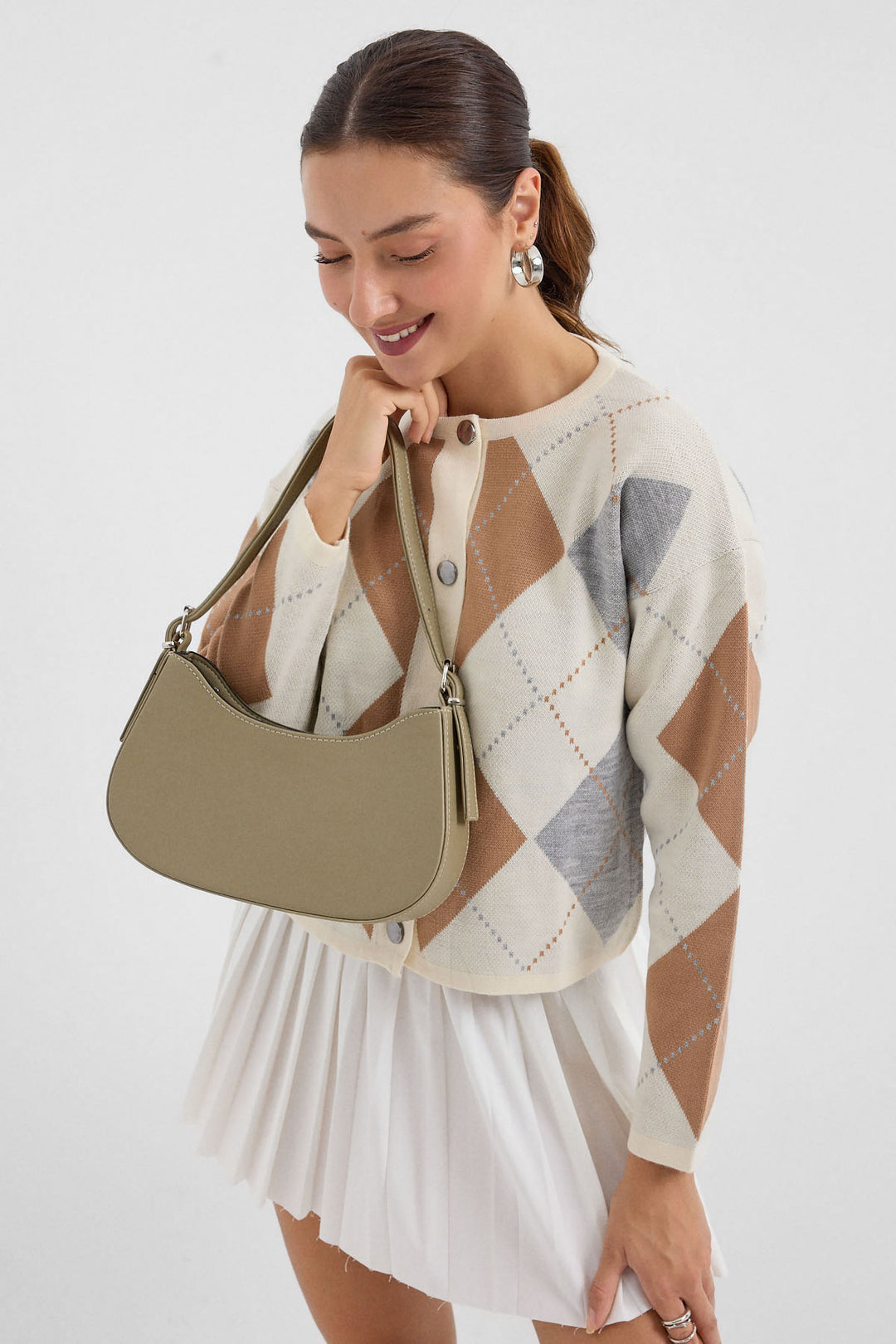Bigdart Sac à main plat femme kaki 010167