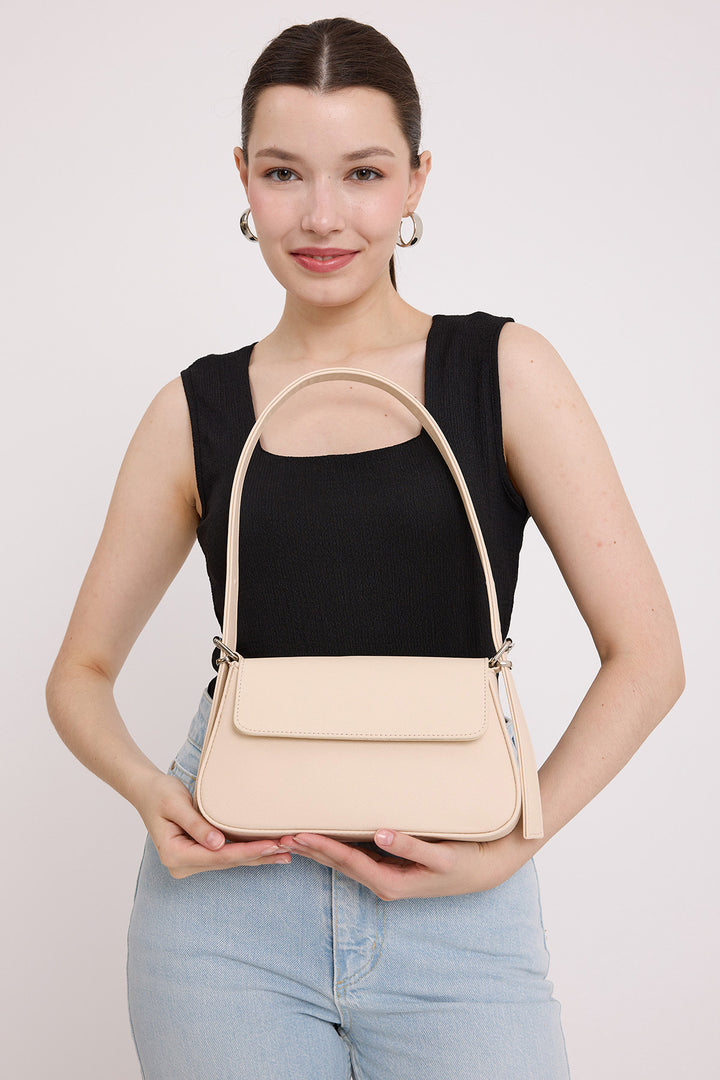 Bigdart Sac baguette à couvercle crème pour femme 010169 - Crème