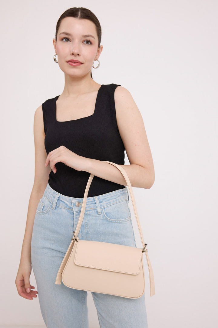 Bigdart Sac baguette à couvercle crème pour femme 010169 - Crème