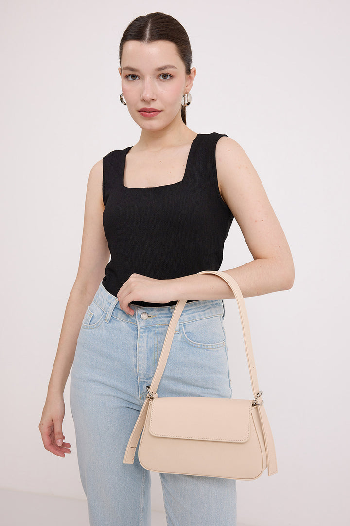 Bigdart Sac baguette à couvercle crème pour femme 010169 - Crème