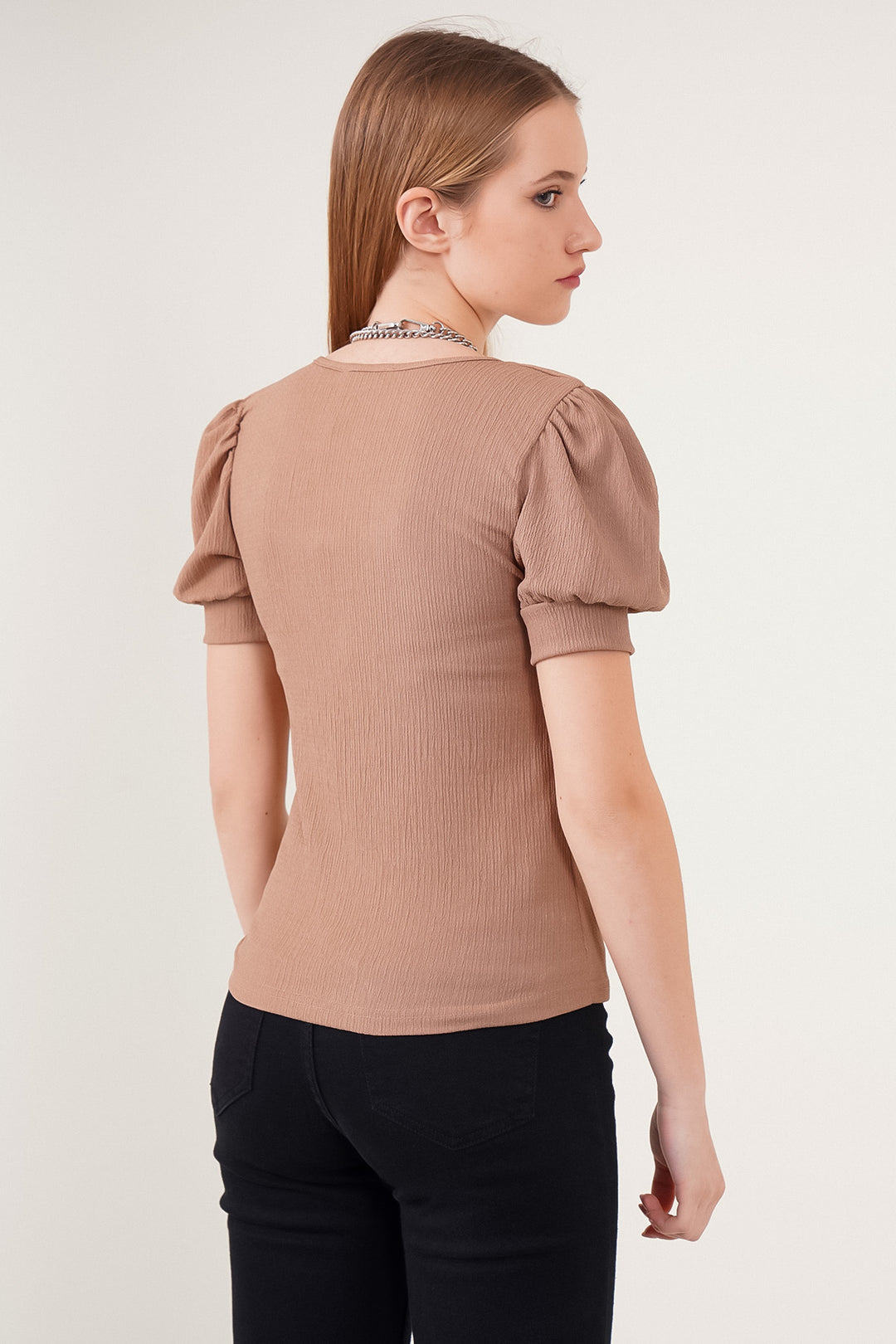 Bigdart Blouse tricot à encolure carrée 0409 - Marron