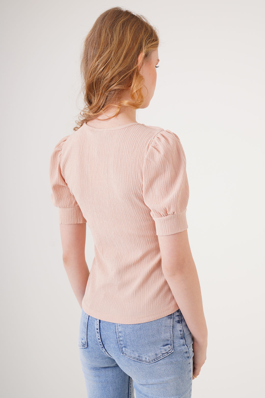 Bigdart 0409 Blouse tricotée à col carré - Biscuit