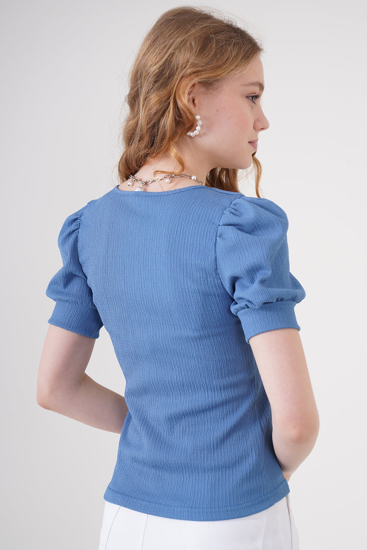 Bigdart Top en tricot à encolure carrée 0409 - Indigo