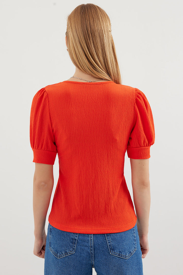 Bigdart 0409 Blouse tricot à encolure carrée - Orange