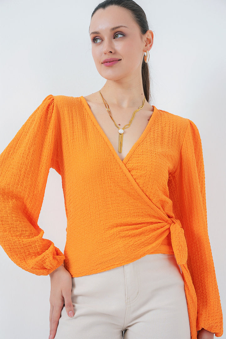 Bigdart Blouse Tricotée Enveloppe 0441 - Orange