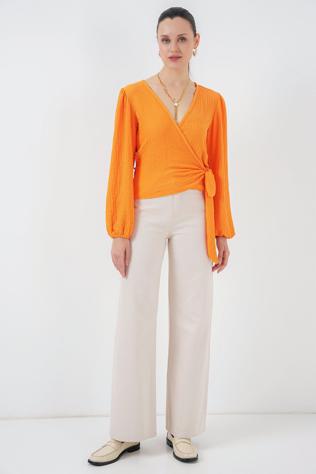 Bigdart Blouse Tricotée Enveloppe 0441 - Orange