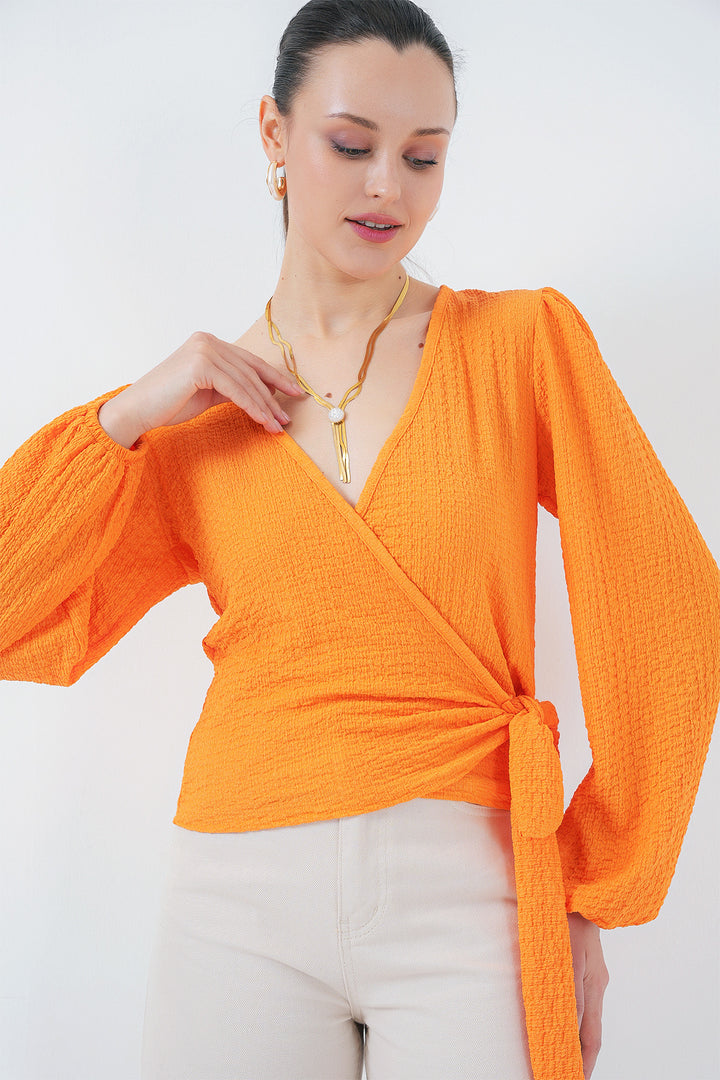 Bigdart Blouse Tricotée Enveloppe 0441 - Orange