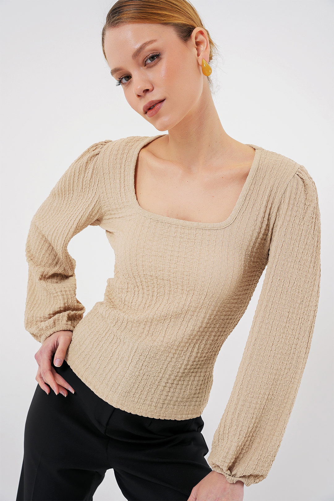 Bigdart 0442 Blouse à Manches Longues - Biscuit