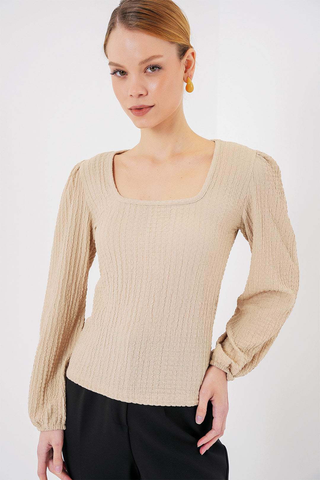 Bigdart 0442 Blouse à Manches Longues - Biscuit