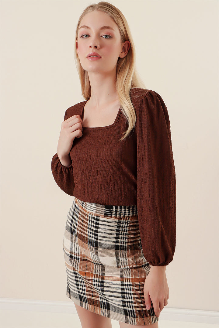 Bigdart 0442 Blouse à manches longues - Marron