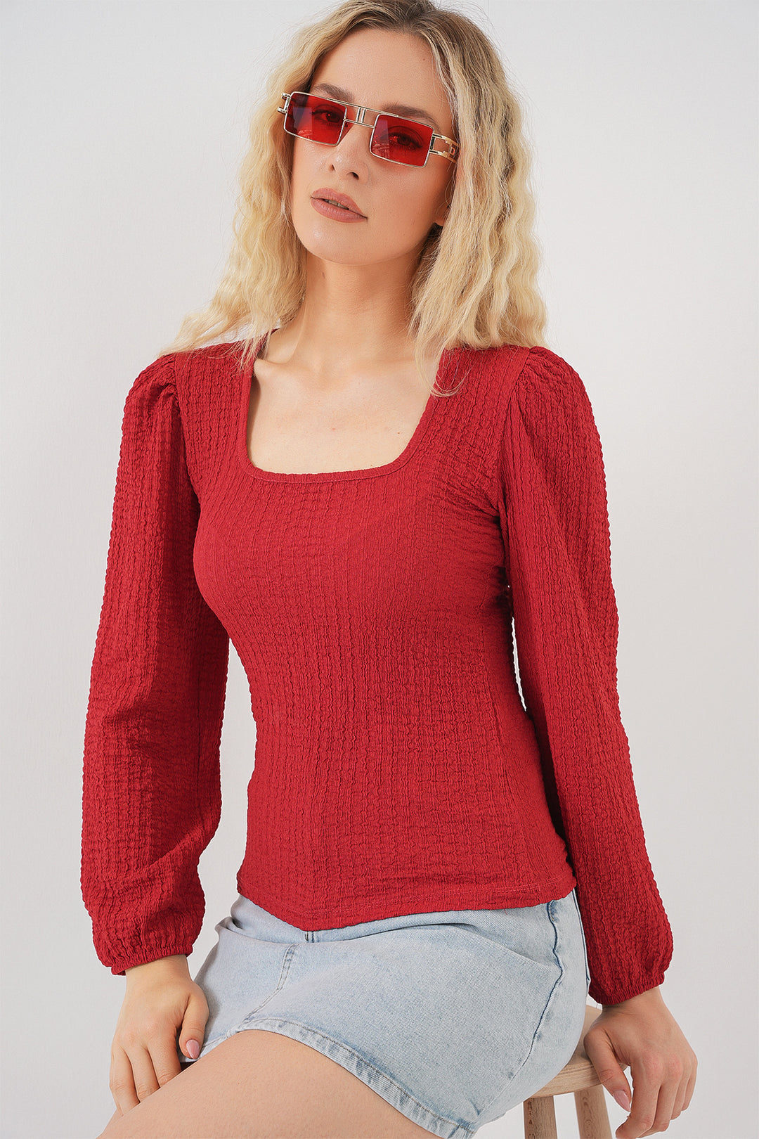 Bigdart 0442 Blouse à manches longues - Rouge