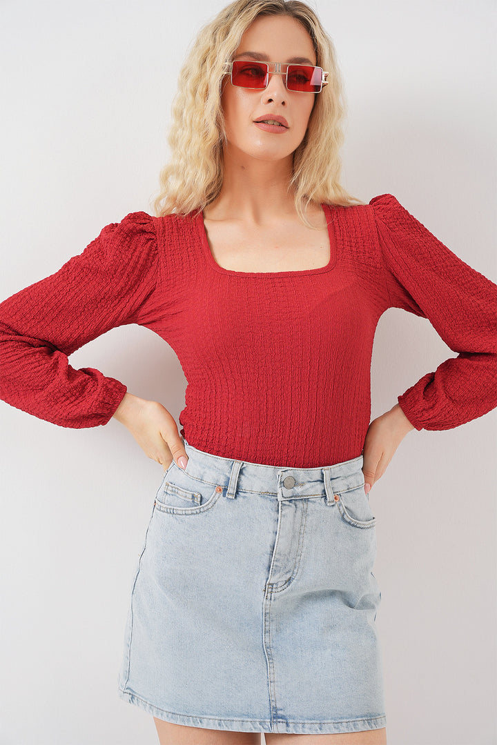 Bigdart 0442 Blouse à manches longues - Rouge