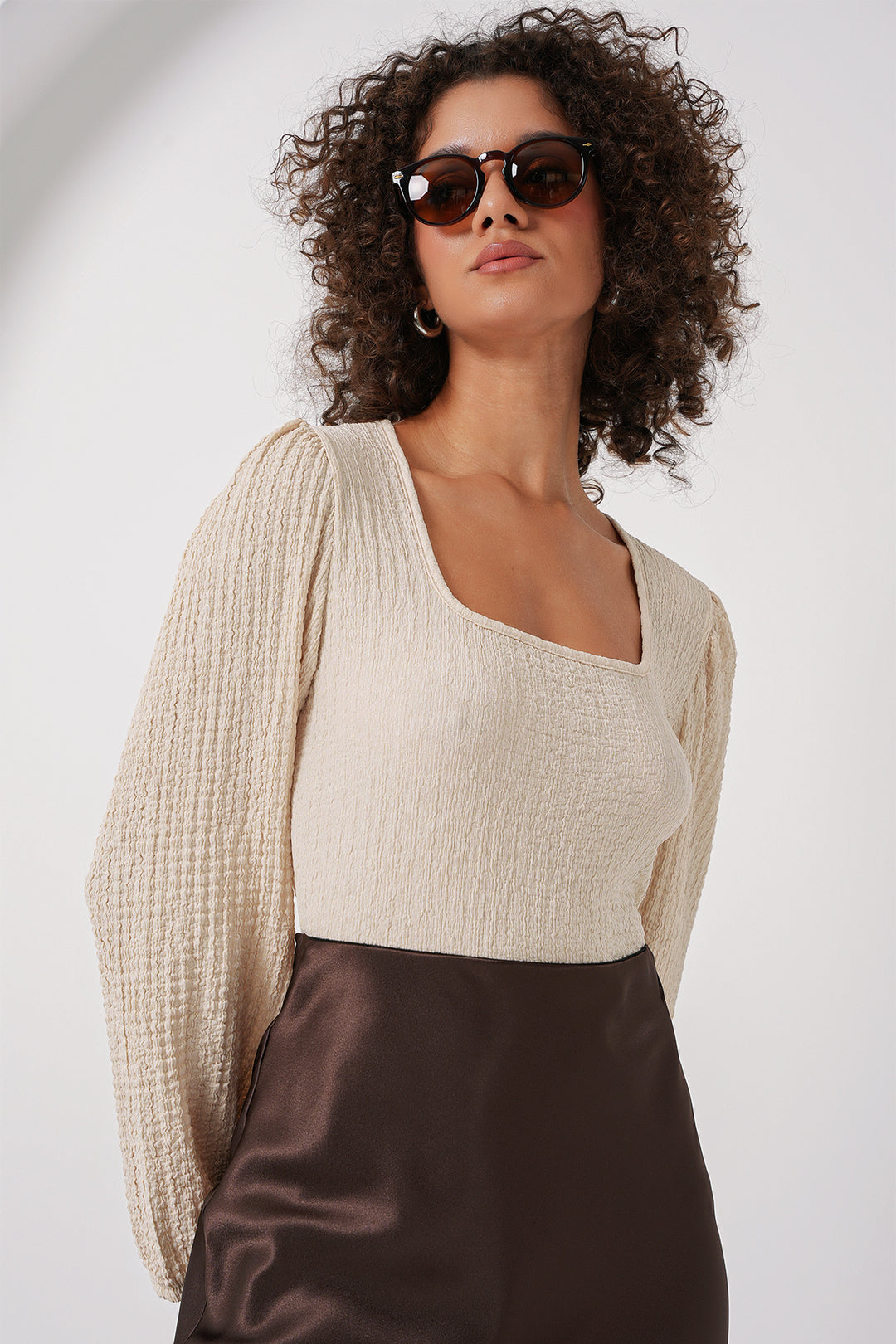 Bigdart 0442 Blouse à manches longues - Crème
