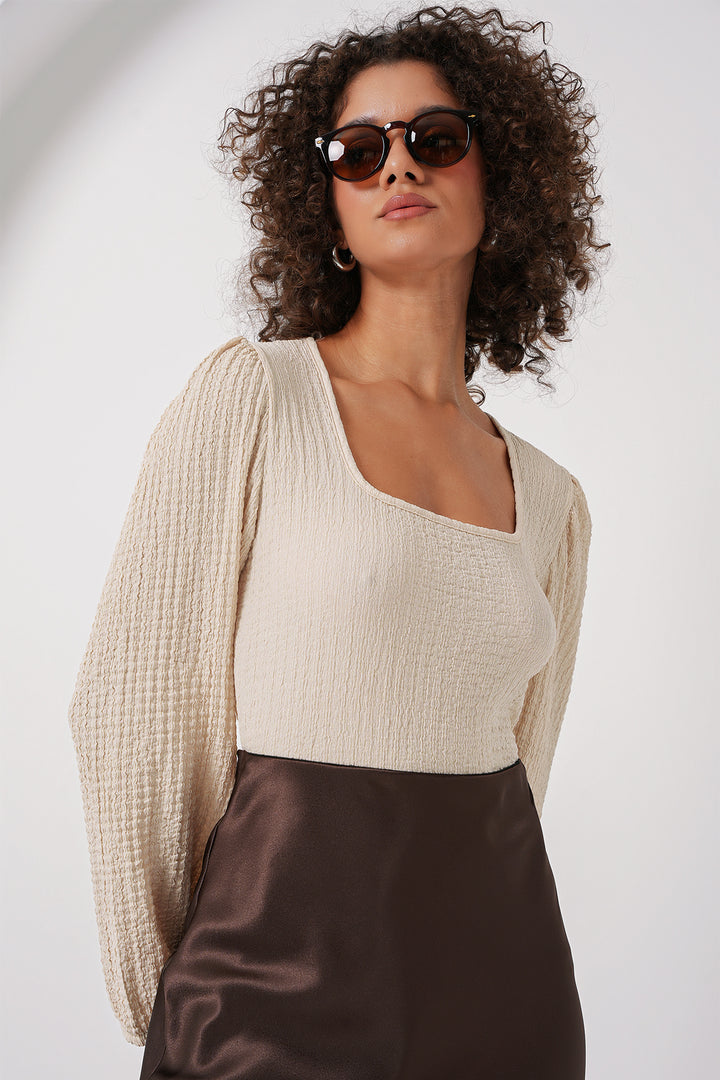Bigdart 0442 Blouse à manches longues - Crème