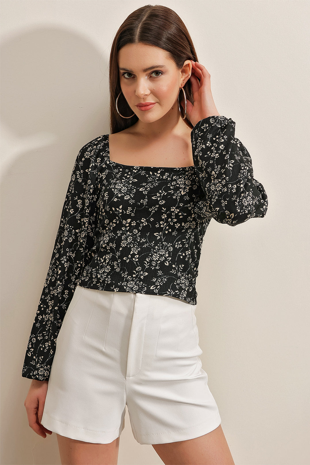 Bigdart 0465 Blouse Tricot à Manches Bouffantes - Noir