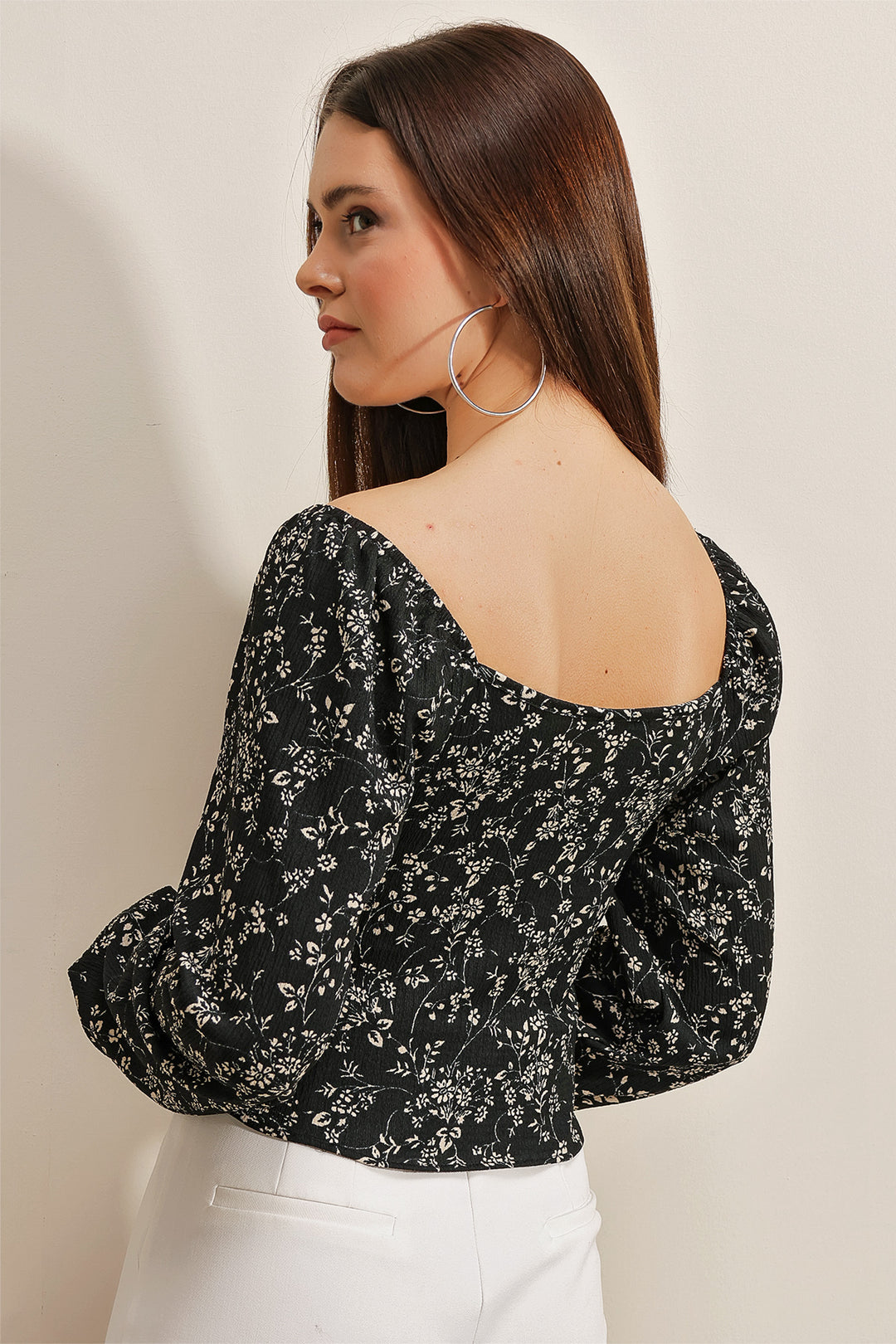 Bigdart 0465 Blouse Tricot à Manches Bouffantes - Noir
