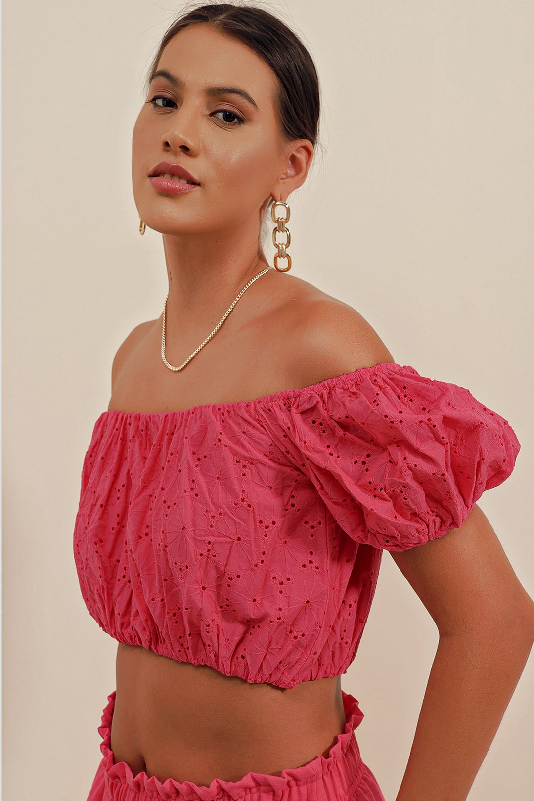 Bigdart 0481 Blouse Sans Manches à Volants - Fuchsia