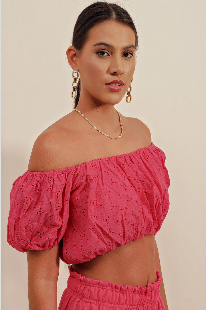 Bigdart 0481 Blouse Sans Manches à Volants - Fuchsia