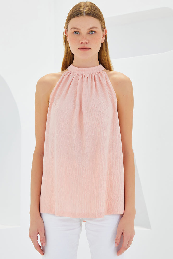 Bigdart Blouse Tricotée à Col Halter 0489 - Poudre
