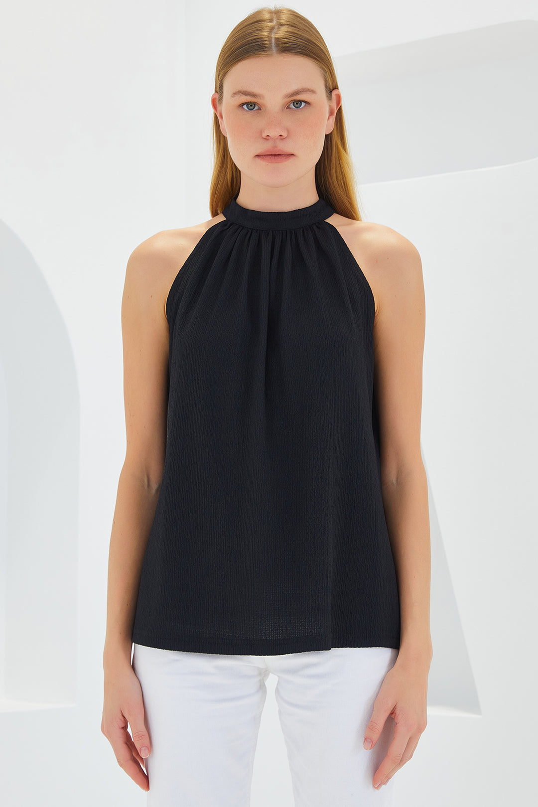 Bigdart Blouse Tricotée à Col Halter 0489 - Noir
