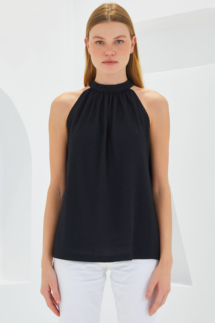 Bigdart Blouse Tricotée à Col Halter 0489 - Noir