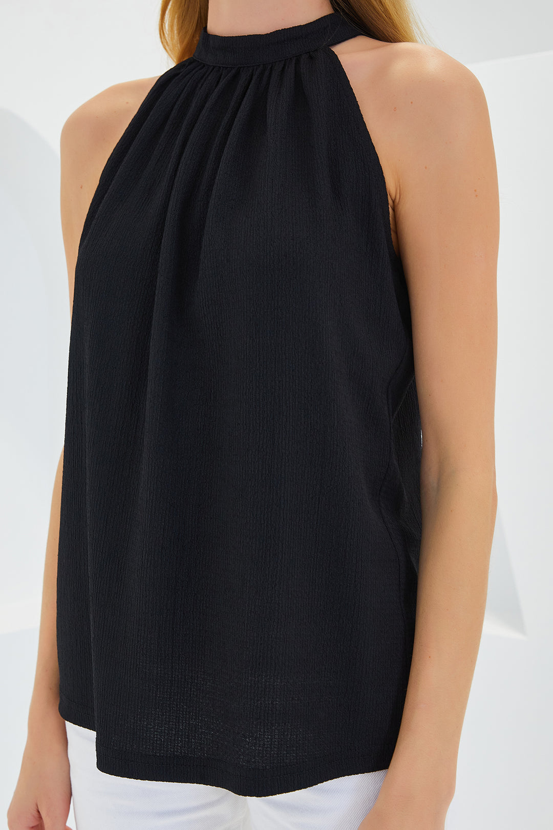 Bigdart Blouse Tricotée à Col Halter 0489 - Noir