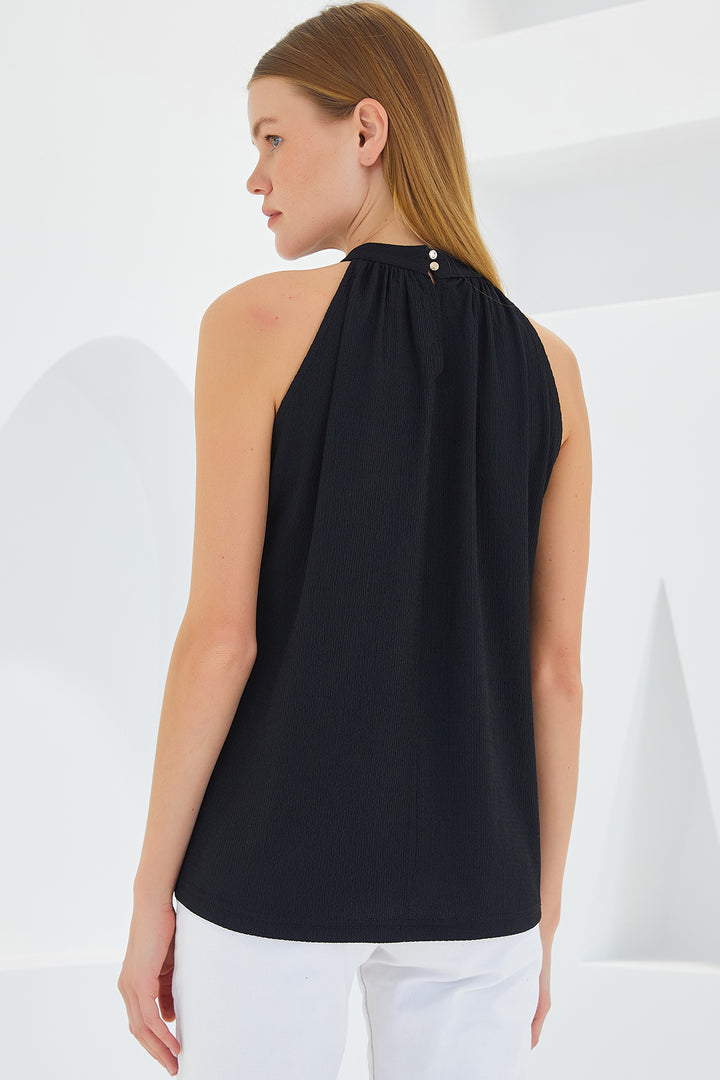 Bigdart Blouse Tricotée à Col Halter 0489 - Noir