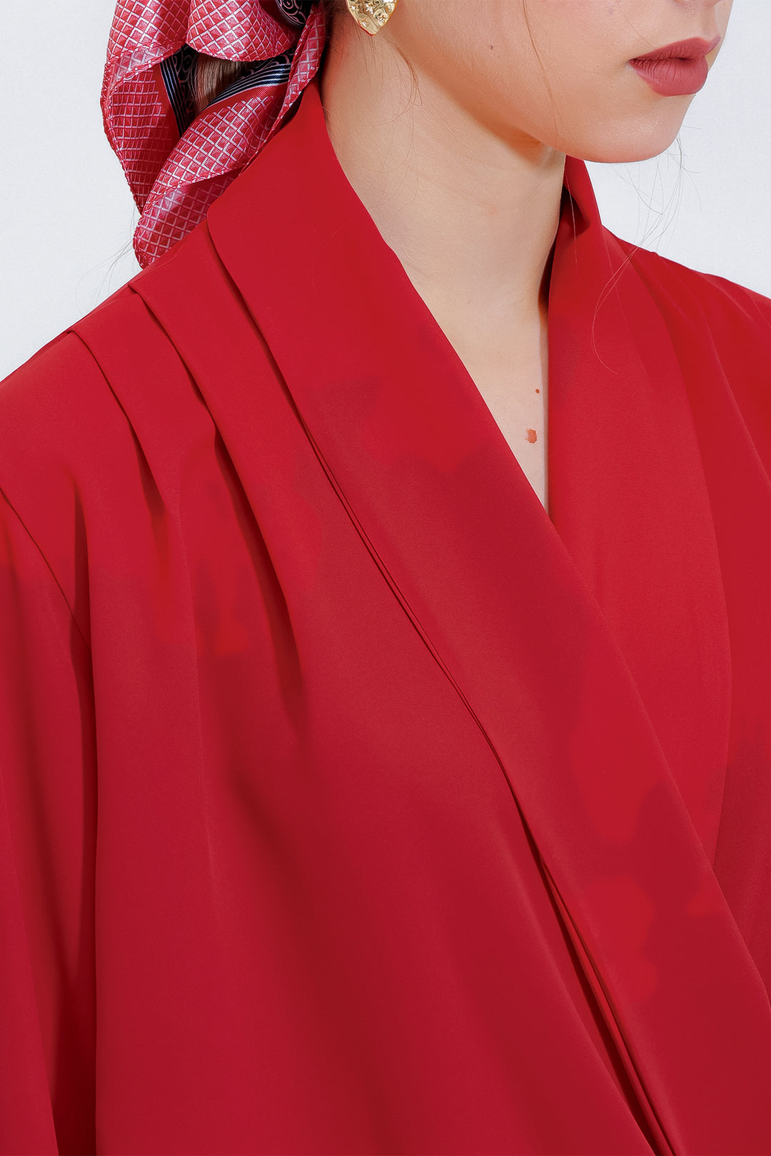 Bigdart Blouse en satin drapée à col croisé rouge pour femme 0492 - Rouge