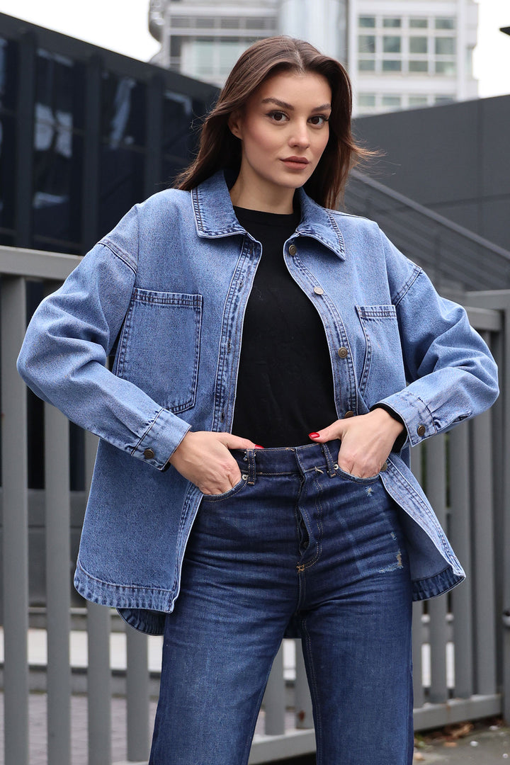 Bigdart 0613 Veste en jean avec poches - Bleu foncé