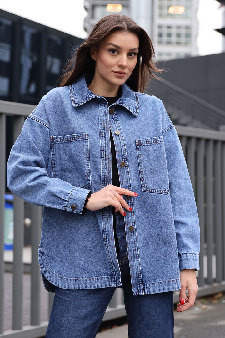 Bigdart 0613 Veste en jean avec poches - Bleu foncé