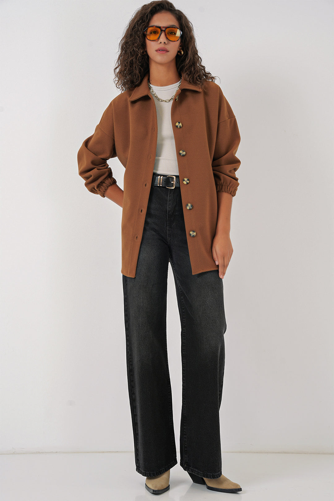 Bigdart 0674 Chemise oversize à poches - Tabac
