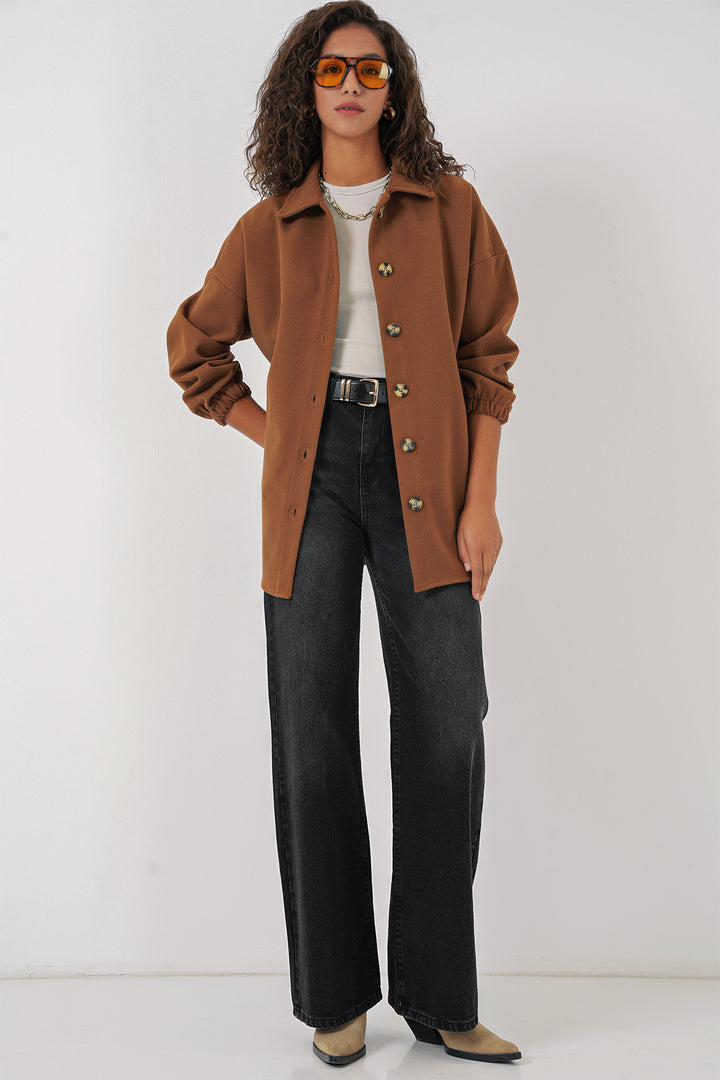 Bigdart 0674 Chemise oversize à poches - Tabac