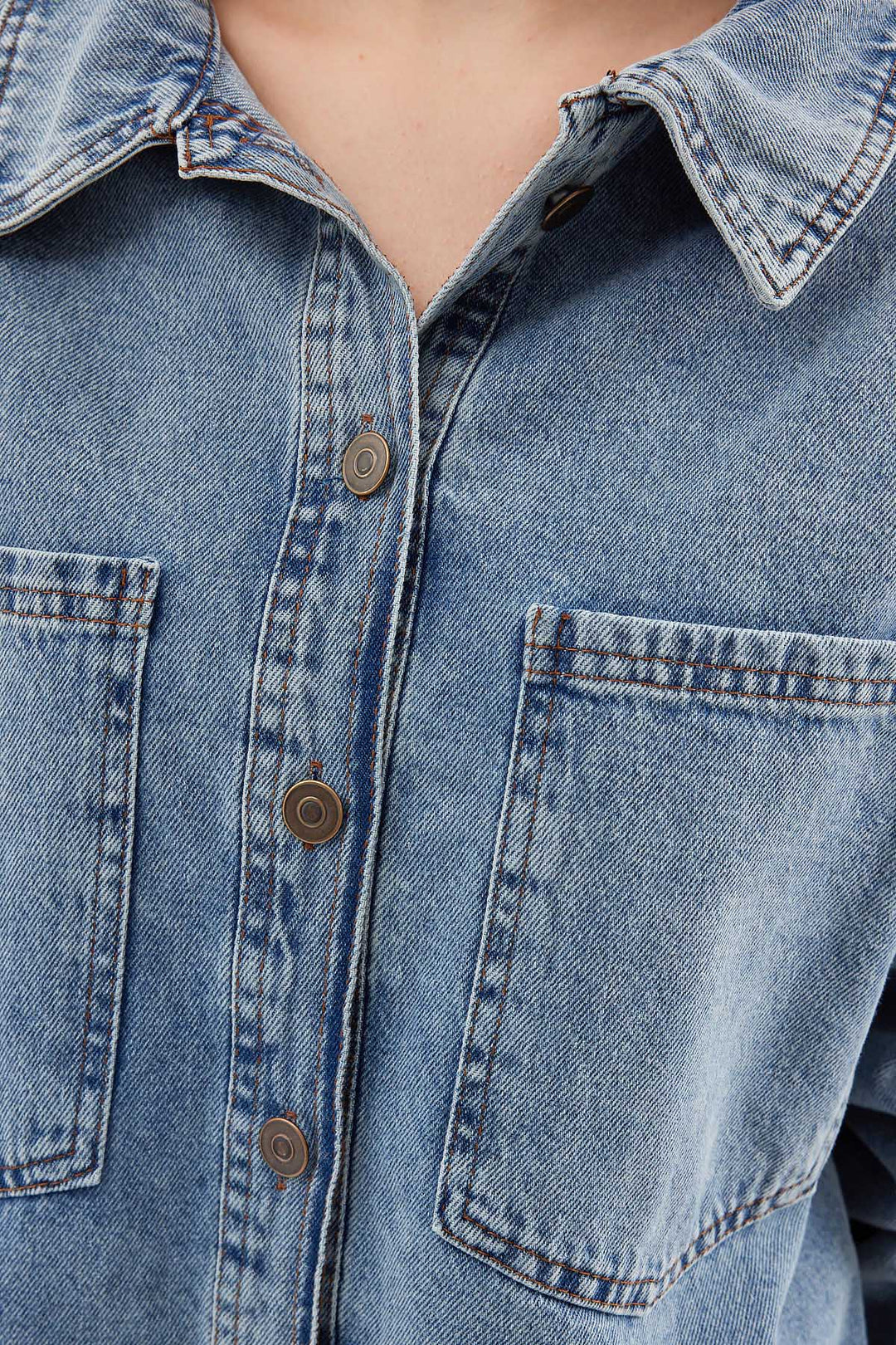 Bigdart 0694 Veste en denim oversize à poches doubles - Bleu glacier