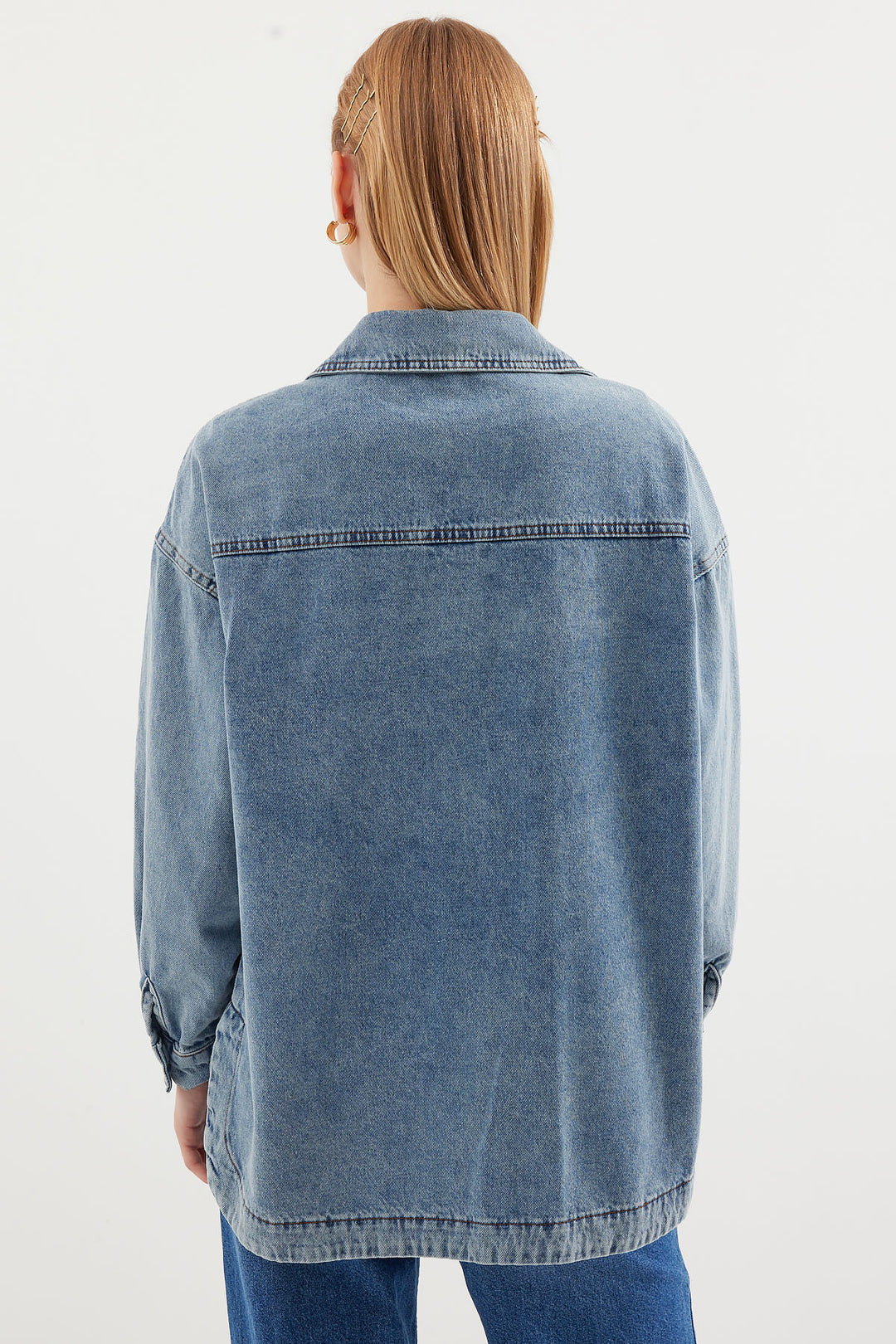 Bigdart 0694 Veste en denim oversize à poches doubles - Bleu glacier