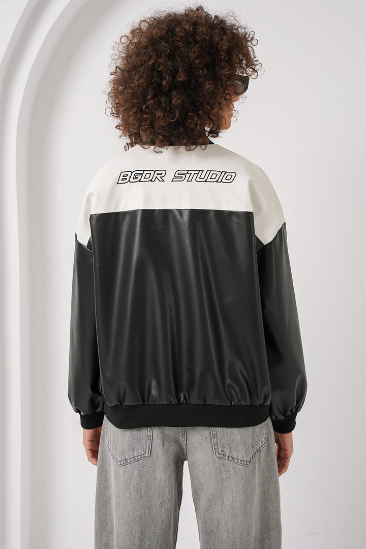 Bigdart Veste Bomber en Cuir Synthétique Imprimée 0698 - Blanc