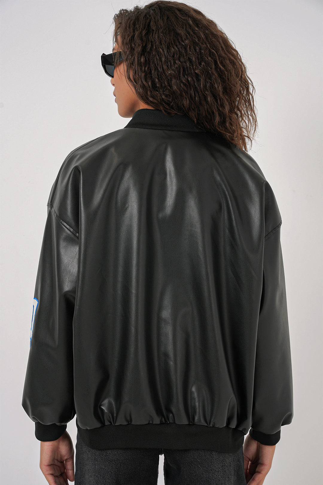 Bigdart 0698 Veste Bomber en Cuir Synthétique Imprimée - Noir